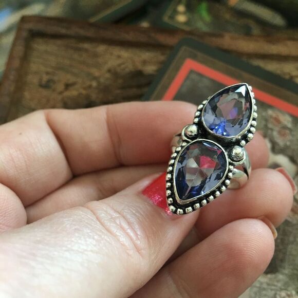 Tanzanite Sterling Silver Ring Size 8 - Picture 4 of 4